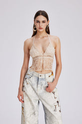 Charmaine Mesh Sırtı Açık Üst